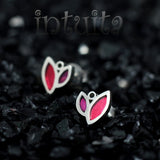 High Fashion Style Tiny Leaf Design Handmade Resin and Sterling Silver Earrings