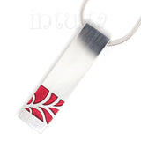 High Fashion Style Fiery Red Leaf Pattern Plexiglas and Sterling Silver Pendant