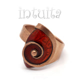 Handmade Enamel On Copper Ring With Snail Design