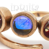 Adjustable Size Colorful Glass Triple Ring With Floating Diamonds