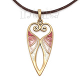 Handmade Long Fantasy Style Bronze Necklace with Tendril Heart Design