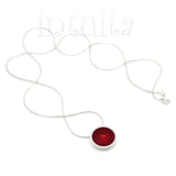 High Fashion Minimalist Style Round Fiery Red Plexiglas and Sterling Silver Necklace