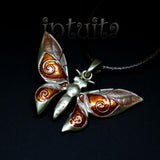 Filigree Fantasy Style Beige And Ochre Yellow Color Butterfly Shape Necklace