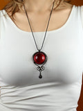 Fantasy Style Glass and Black Tin Necklace