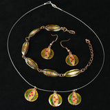 Delicate Handmade Enamel on Copper Jewel Set
