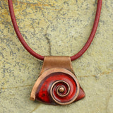 Fiery Red Enamel Necklace With Snail Design