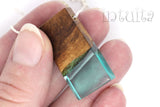 Minimalist Design Handmade Clear Resin and Wood Pendant with Sterling Silver Chain