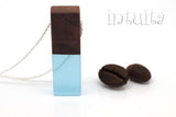 Minimalist Design Handmade Clear Resin and Wood Pendant with Sterling Silver Chain