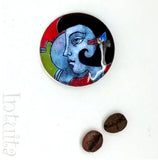 Handmade Enamel Brooches with Faces