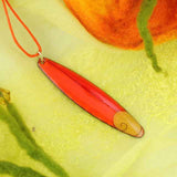 Handmade Elliptic Enamel Necklace with Leaf Motif and Tendril Pattern