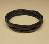 Brown Color Leather Bundle Design Band Bracelet with For Men