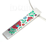 High Fashion Style Matyo Design Colorful Plexiglas and Sterling Silver Necklace