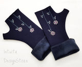 Handmade Fingerless Wrist Warmer Gloves With Handpainted Pattern