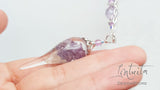 Purple Color Real Flower Incased In Unique Shape Resin Necklace