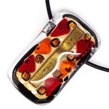 Gold, Red And Orange Color Fused Glass Necklace with Dichroic Intuita