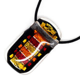 Handmade Fused Mosaic Glass Necklace with Dichroic