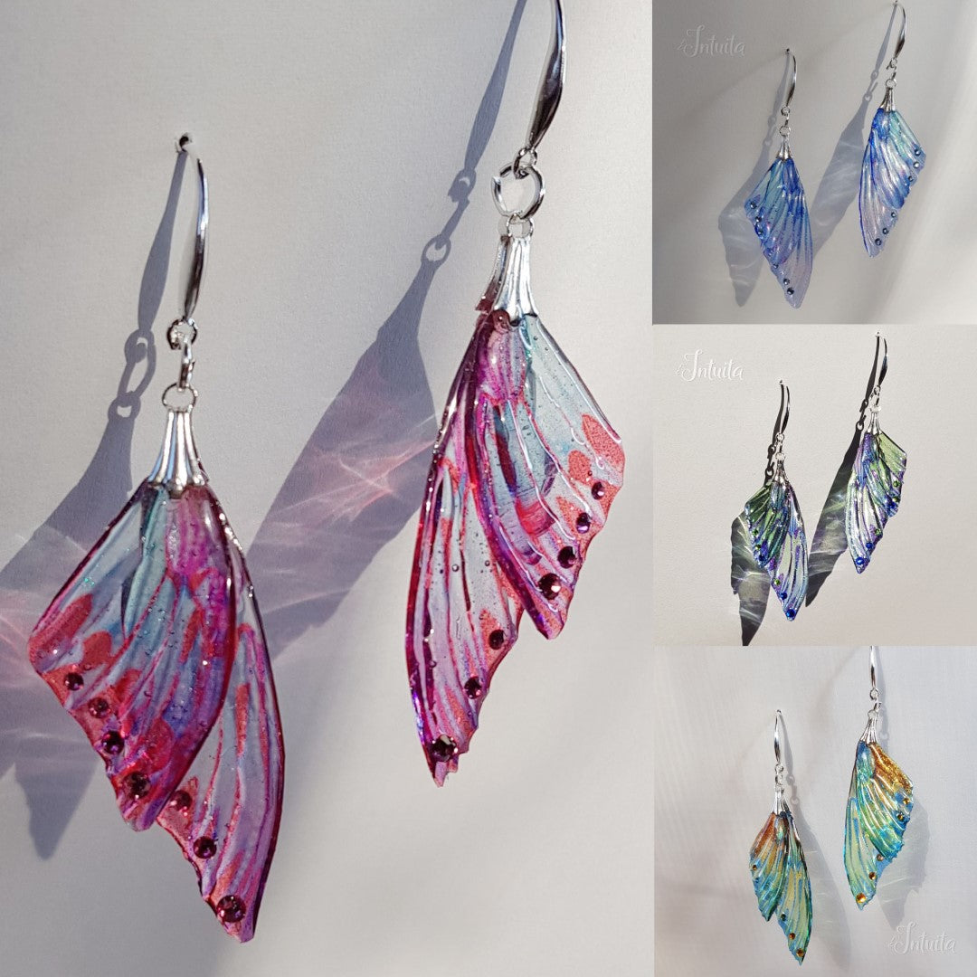Butterfly Artworks Extra Large Blue & White Wing Earrings - Abracadabra  Jewelry / Gem Gallery