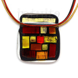 Handmade Square Fused Glass Necklace with Dichroic