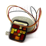 Handmade Square Fused Glass Necklace with Dichroic