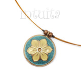 Handmade Small Round Necklace with Flower Motif