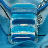 Handmade Fused Mosaic Glass Necklace with Dichroic