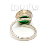 Adjustable Size Grass Green Glass Ring With Floating Diamond