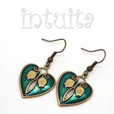 Handmade Bronze Earrings with Lily of The Valley Flower Pattern