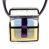 Handmade Square Fused Glass Necklace with Dichroic