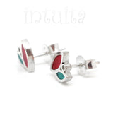 High Fashion Style Tiny Colorful Leaf Design Plexiglas and Sterling Silver Earrings