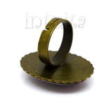 Golden Bronze Color Handpainted Oval Shape Glass Ring