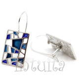 Filigree Lace Design Handmade Enamel and Sterling Silver Mosaic Earrings, Necklaces, Rings