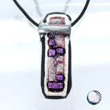 Long Pink, Purple And Silver Fused Glass Necklace with Dichroic