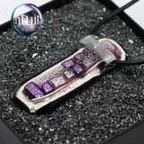 Long Pink, Purple And Silver Fused Glass Necklace with Dichroic
