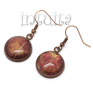 Autumn Leaf Themed Handmade Glass Dangle Earrings, Necklace