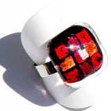 Black And Red Fused Glass Ring