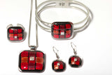 Handmade Rounded Square Fused Glass Necklace with Surgical Steel Snake Chain