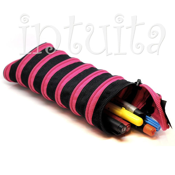 Black And Pink Zipper Pencil Case