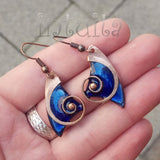 Royal Blue Enamel On Copper Dangles With Snail Design