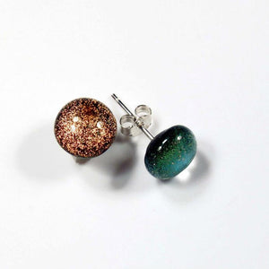 Gold Color Dichroic Glass Stud Earrings