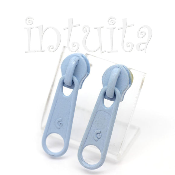 Medium Size Baby Blue Zip Earrings