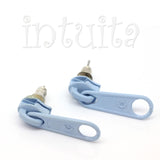 Medium Size Baby Blue Zip Earrings