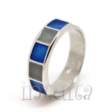 Minimalist Style Blue Enamel and Sterling Silver Ring