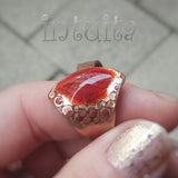 Cherry Red Enamel On Copper Ring