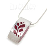 High Fashion Style Pillow Shape Fiery Red Plexiglas and Sterling Silver Necklace