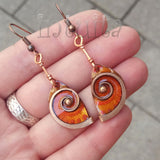 Handmade Enamel On Copper Dangles With Snail Design