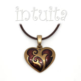 Chocolate Brown Heart Shape Necklace with Bronze Lace
