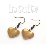 Chocolate Brown Heart Shape Bronze Earrings with Lace Pattern