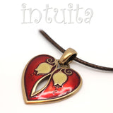 Heart Shape Handmade Bronze Necklace with Lily of the Valley Motif