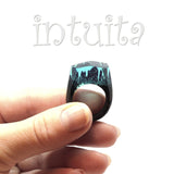 Fantasy Underwater Design Clear Blue Resin And Wood Ring Size 53 (US 6 1/2)