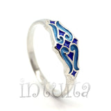 Filigree Design Handmade Enamel and Sterling Silver Double Heart Ring